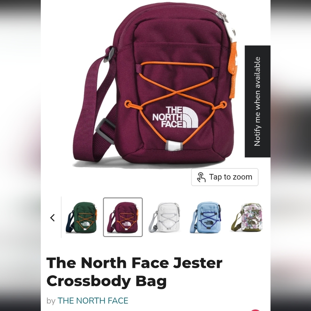 NWOT The North Face Jester Crossbody Bag - Burgundy and Orange